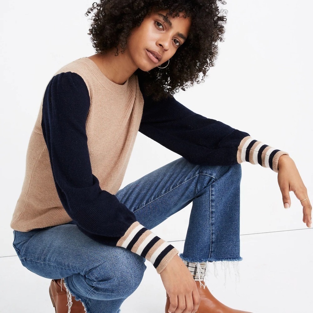 Madewell Wool Blend Colorblock Baybrook Pullover Sweater